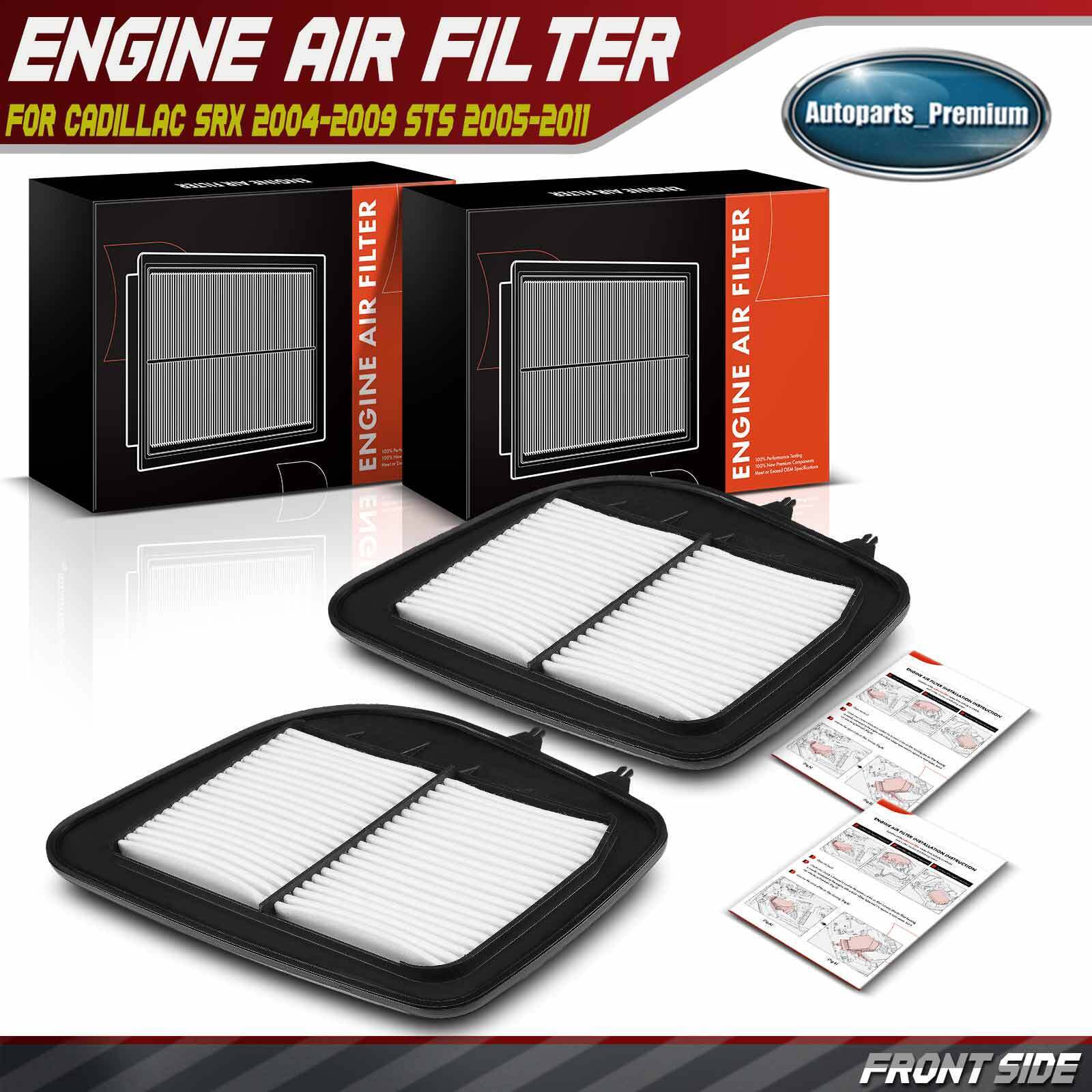 2Pcs Engine Air Filter for Cadillac SRX 2004-2009 STS 2005-2011 V6 3.6L V8 4.6L