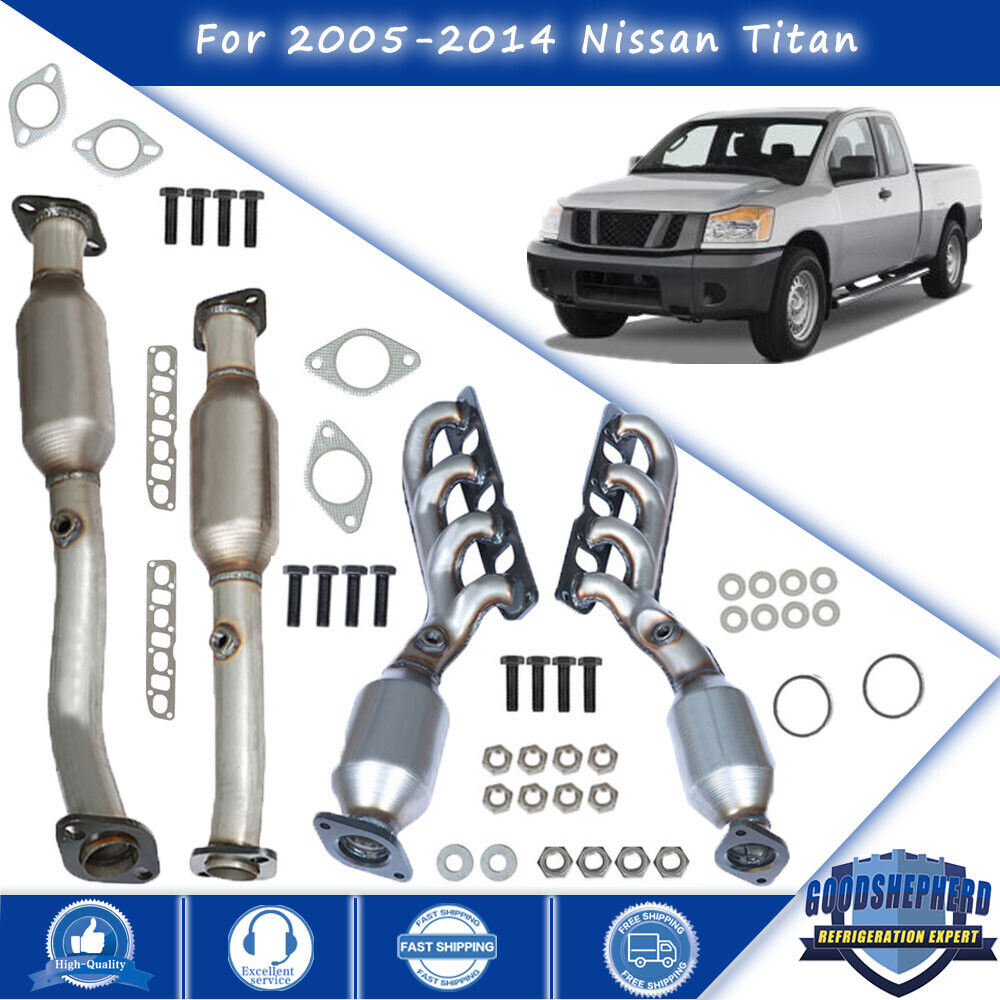 4Pcs For Nissan Titan 2005/06/07-2014 5.6 Manifold Exhaust Catalyts Converters