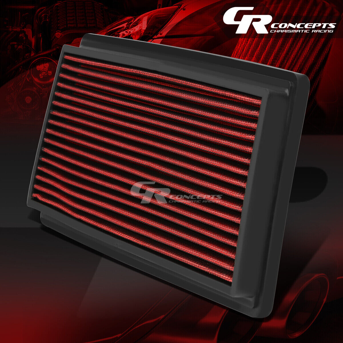 RED WASHABLE HIGH FLOW AIR FILTER PANEL FOR 96-01 JEEP CHEROKEE XJ 2.5L 4.0L