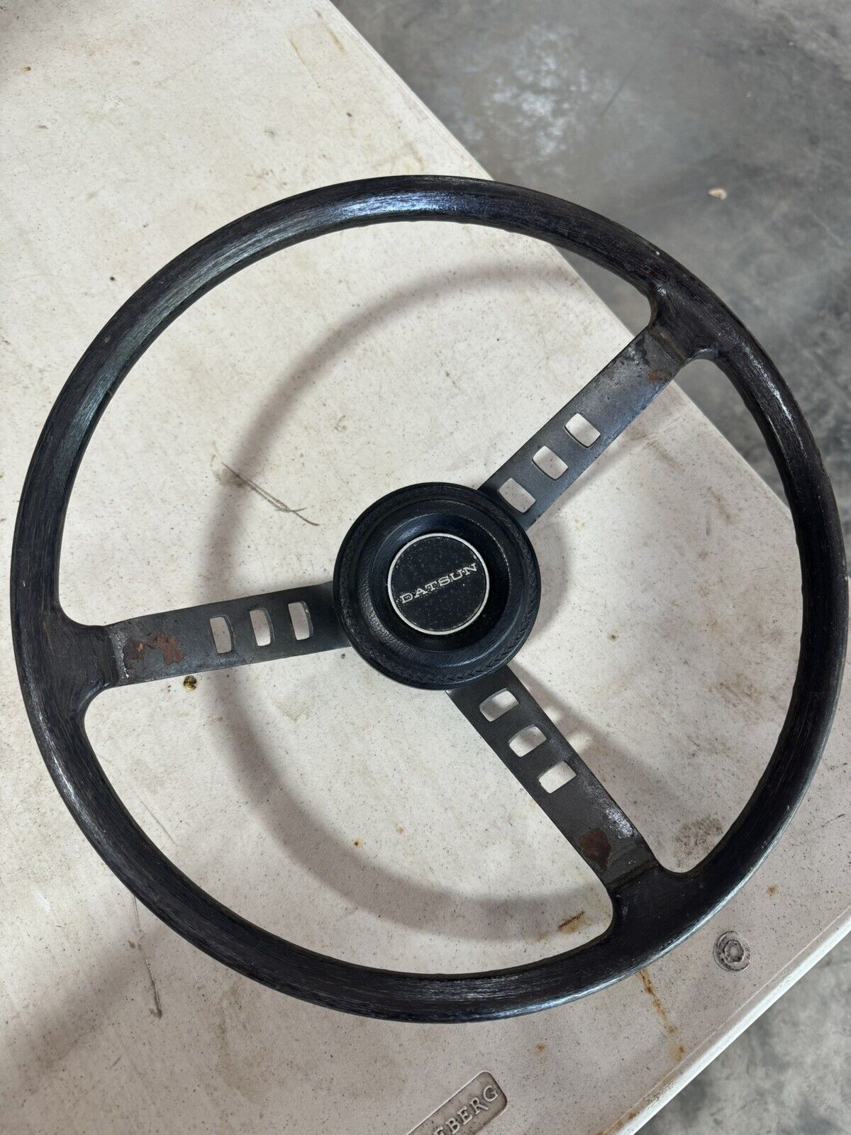 Datsun 240z Steering Wheel With Horn Button 71 72 73 Wood OEM Used Nissan Rare