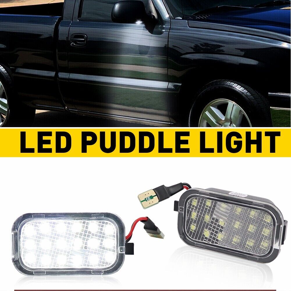 2X LED Side Mirror Puddle Lights For 07-14 Yukon Sierra Tahoe Avalanche Escalade