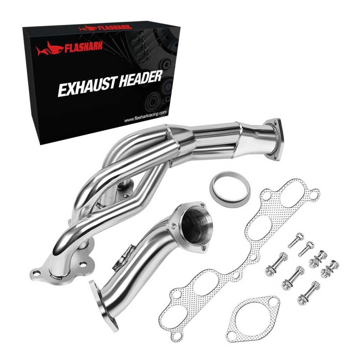 Flashark SS Exhaust Polished header for 95-01 Toyota Tacoma 2.4L 2.7L 4-2-1