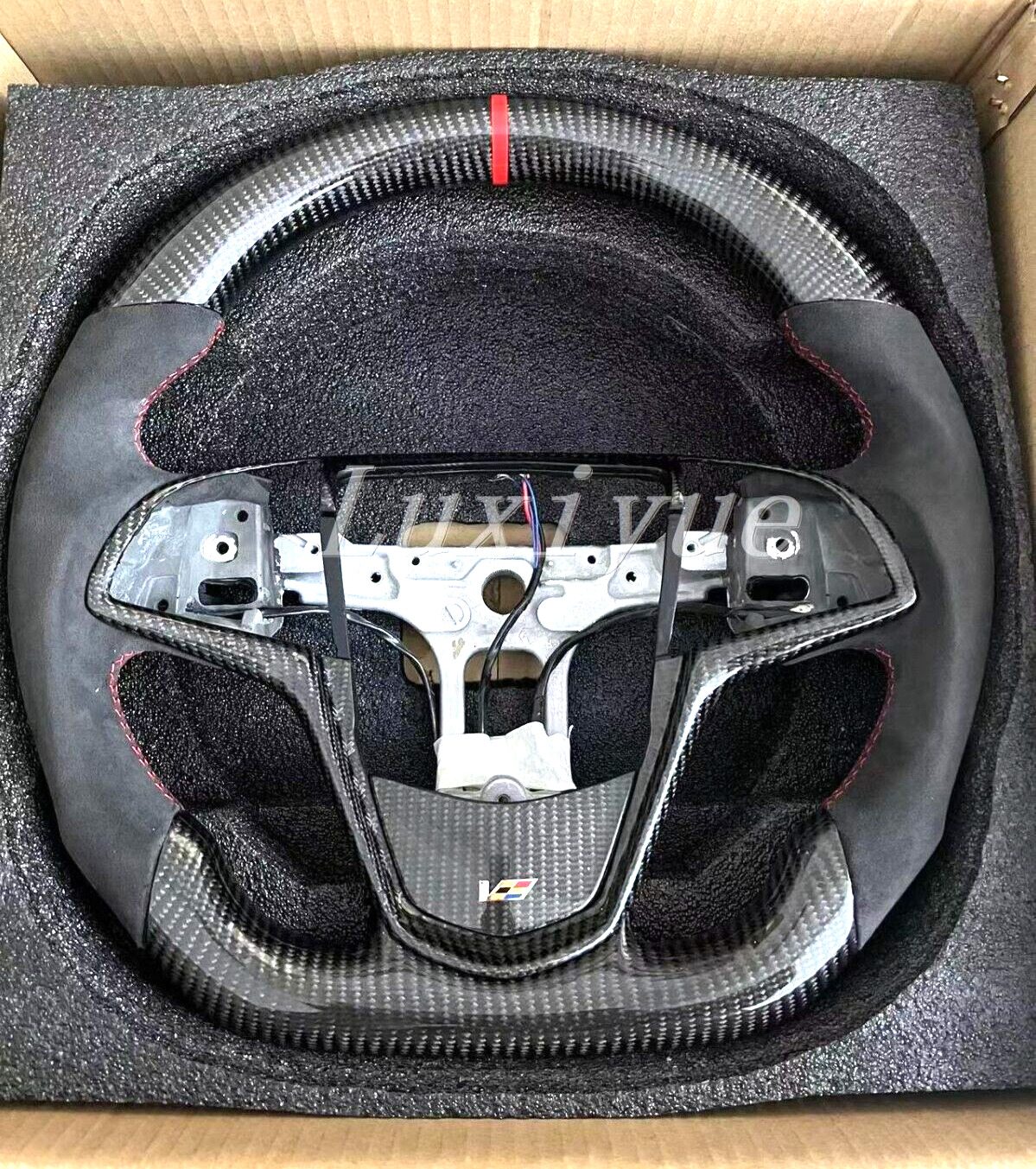 for Cadillac ATS CTS CTS-V NEW Carbon fiber steering wheel Frame+Cover+Alcantara