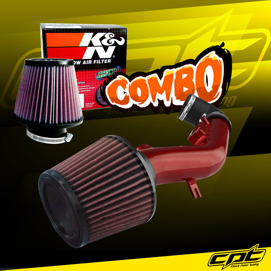 For 08-10 Pontiac G6 2.4L w/ 2nd Air Pump Red Cold Air Intake + K&N Air Filter