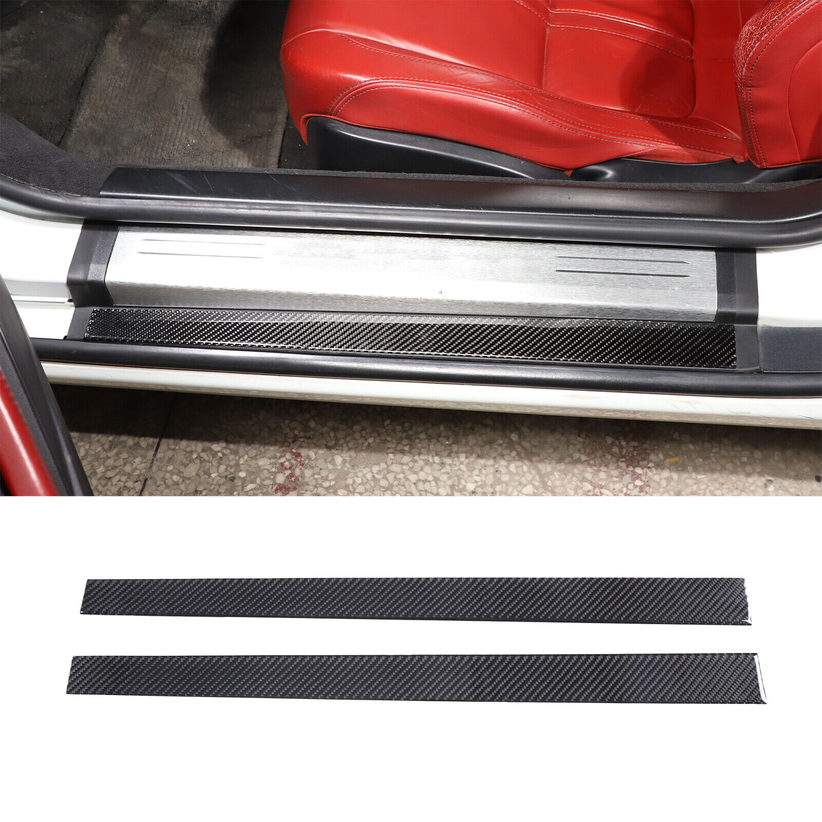 Carbon Fiber Interior Door Sill Trim Sticker Strip For Jaguar F-TYPE 2013-2022