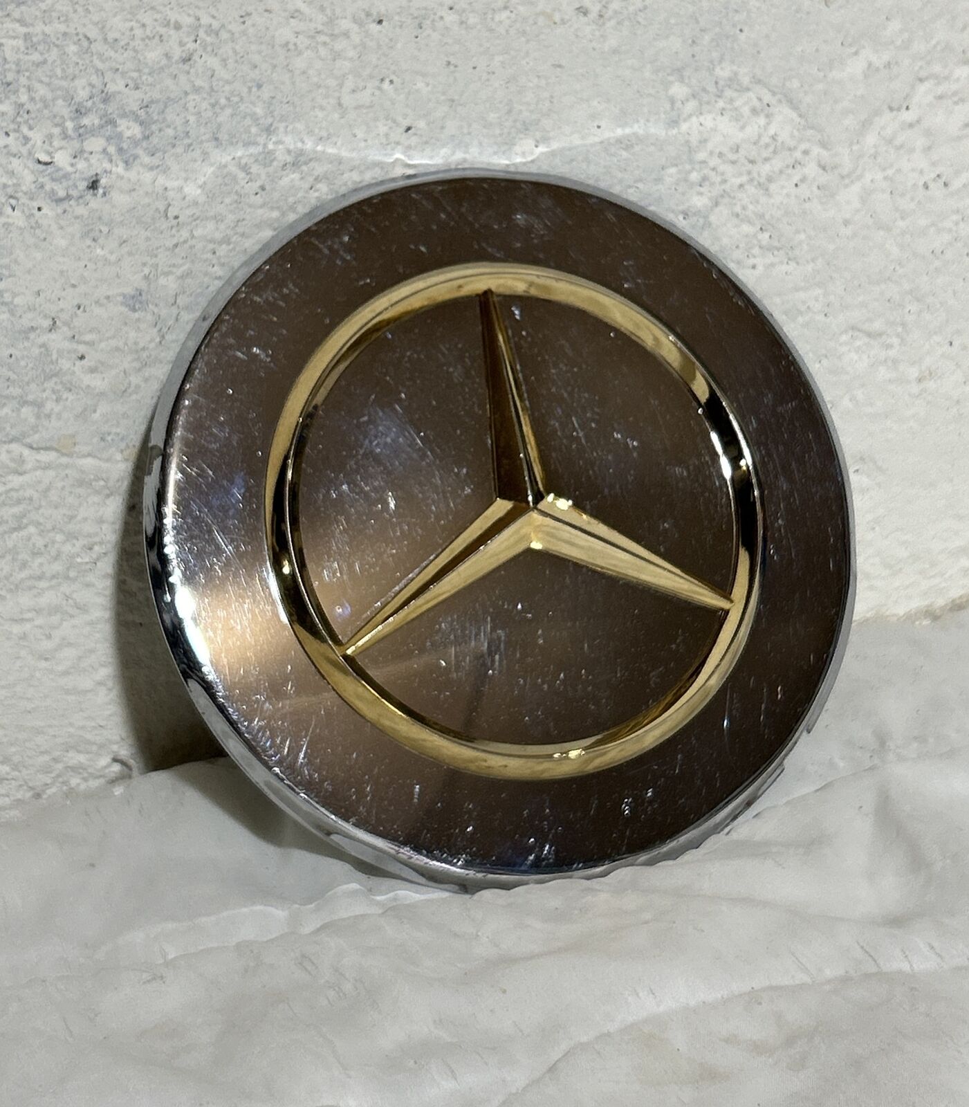 80’s 90’s Mercedes W126 Modifier Large Gold Chrome Wheel Center Hub Cap Rare