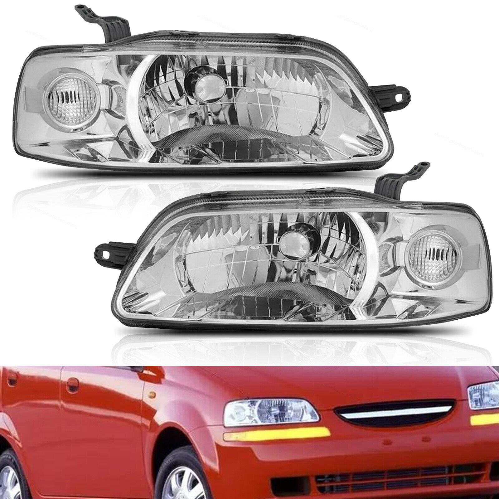 Headlight Set For 2004-2007 Chevrolet Aveo / 2006-2008 Aveo5 LH RH w/ bulb