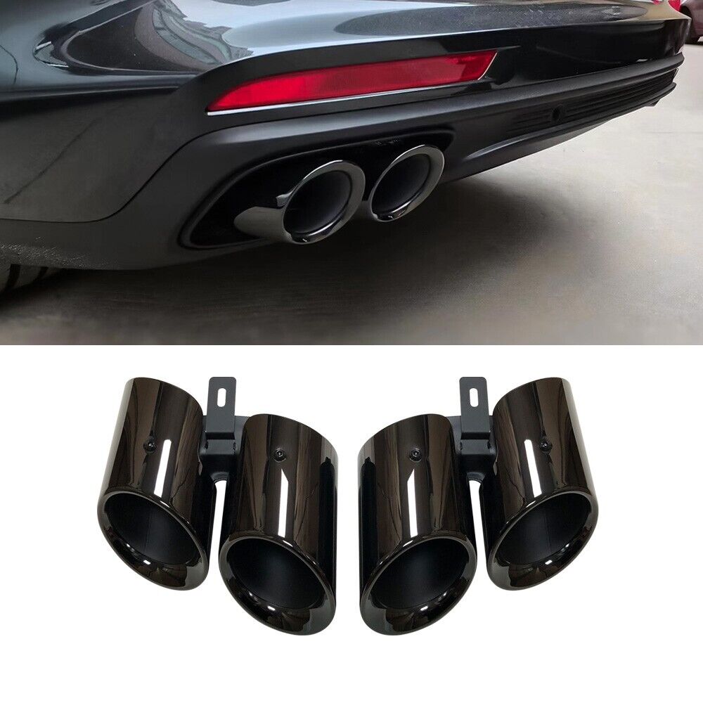 Black Tail Exhaust Pipes Tips GTS For Porsche Panamera 3.0 Base 2017-2023