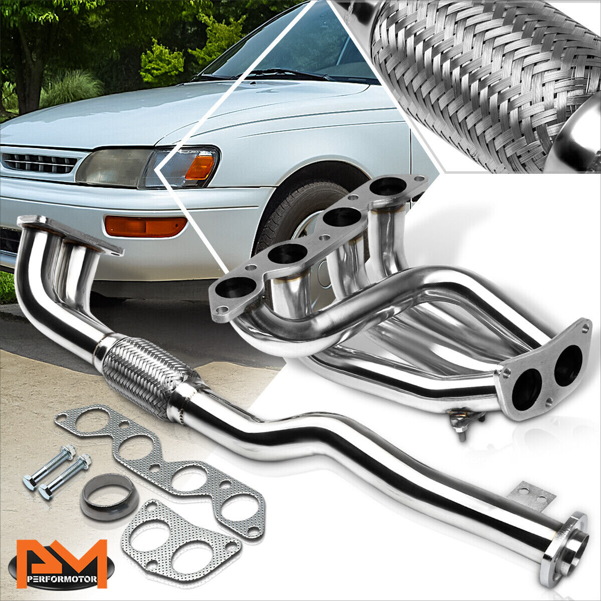 For 93-97 Corolla 1.8L DX/LE E100/AE102 S.Steel 4-2-1 Performance Exhaust Header