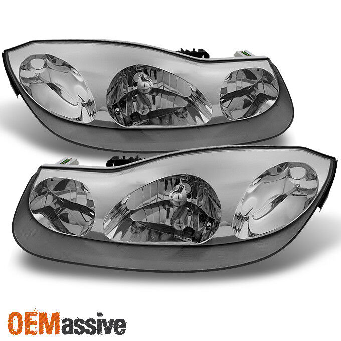 Fit 01-02 Saturn S Series SC1 SC2 Coupe Chrome Clear Headlights Replacement Pair