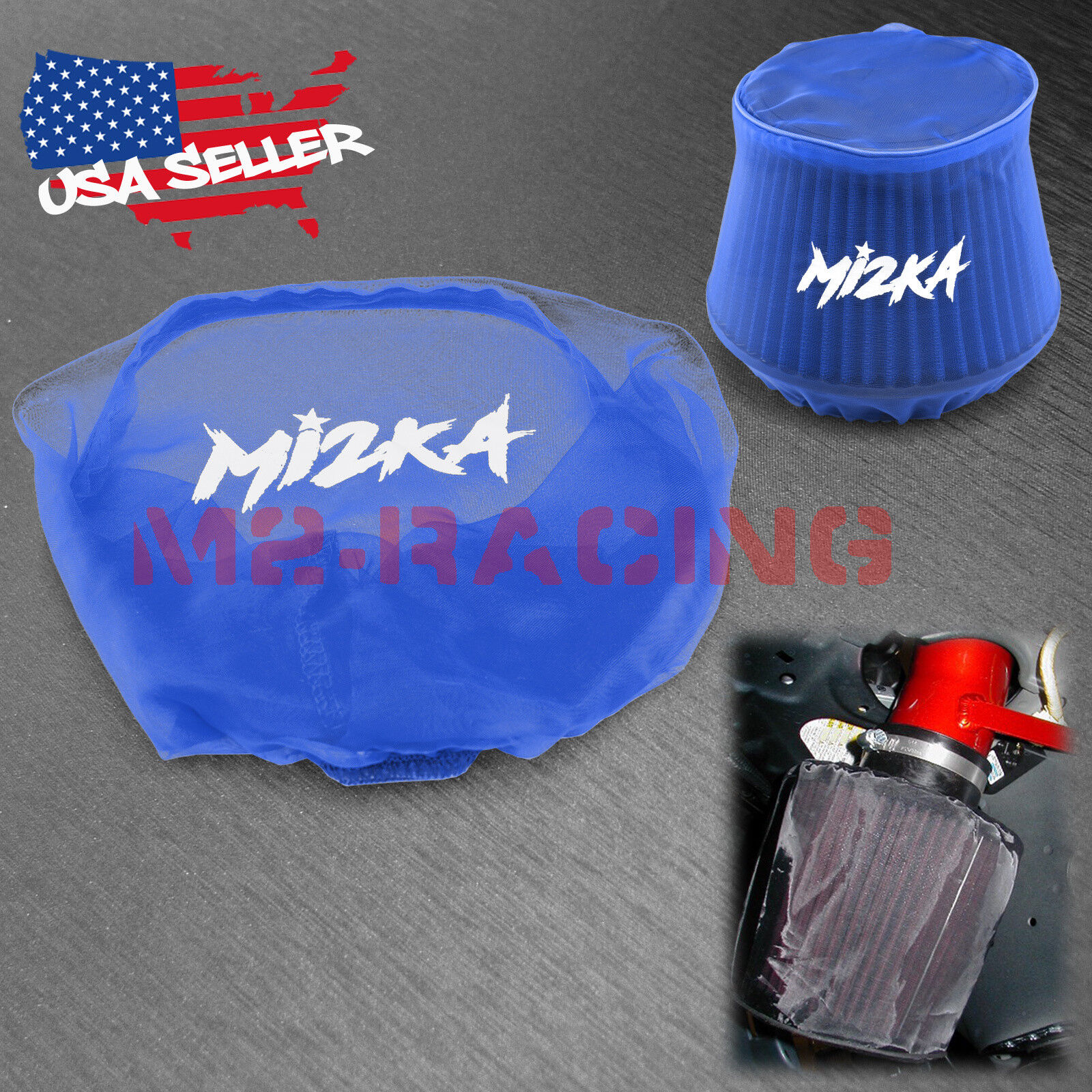 Blue Engine Air Intake Pre Filter Cone Conical Filter Cover Ram Pickup