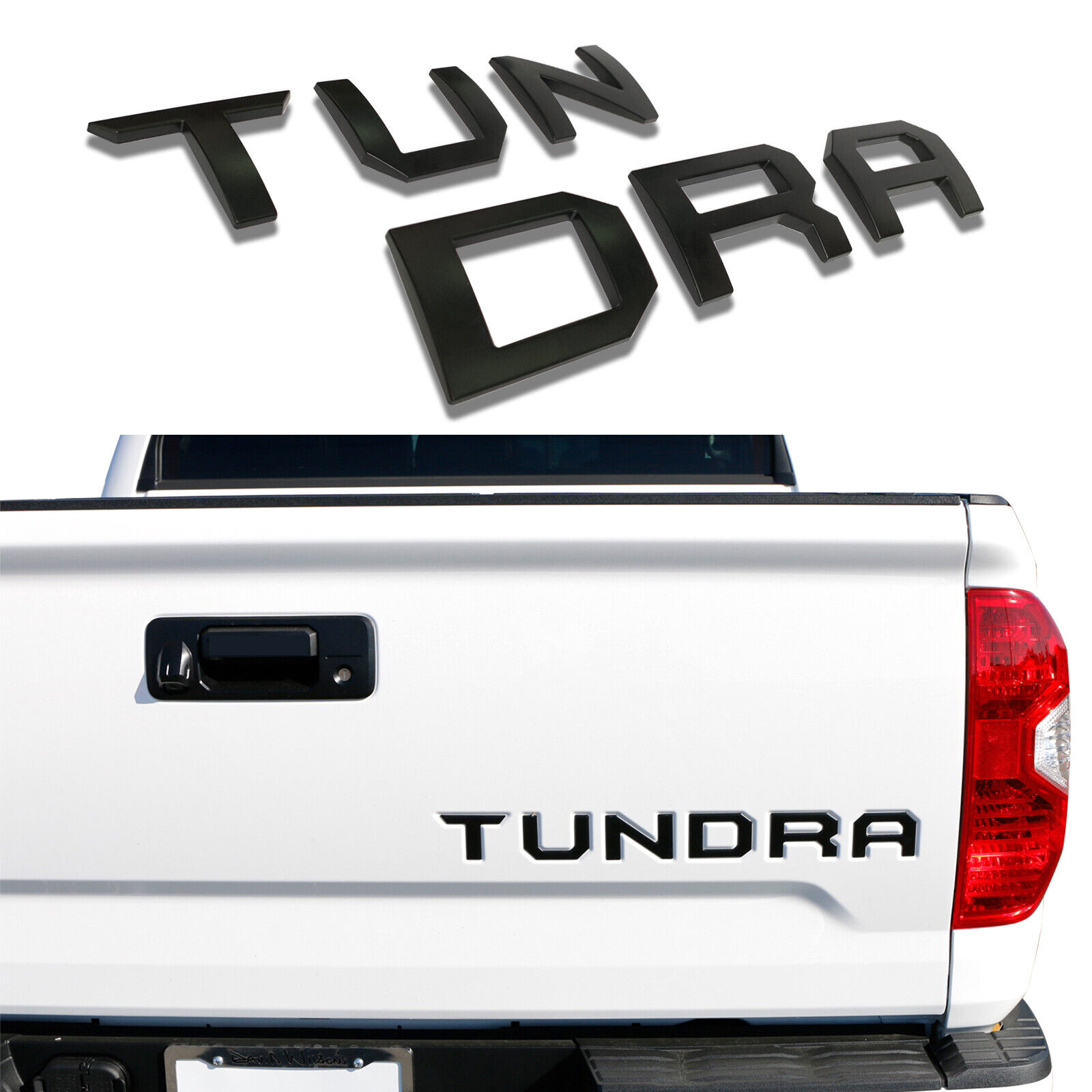 3D Raised Tailgate Insert Letters Metal Fit 2014-2019 Toyota Tundra-Matte Black