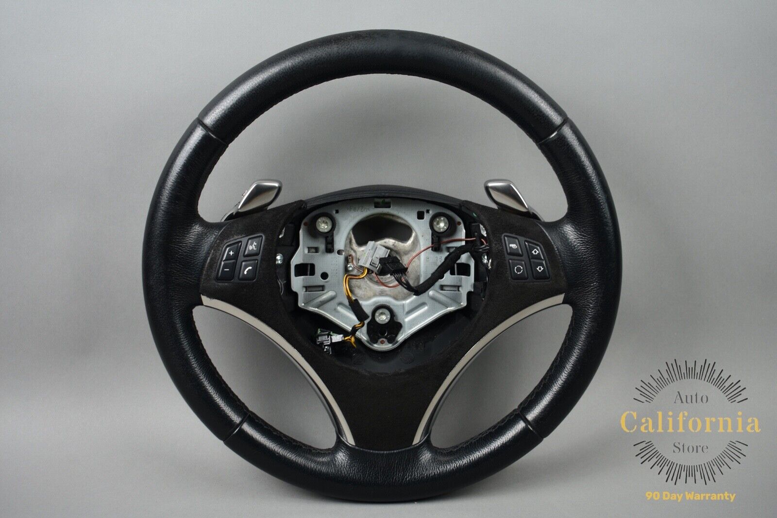 06-11 BMW E90 E92 135i 335d Sport Steering Wheel Black Leather w/ Shifters OEM