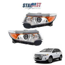 Pair Headlights Assembly Halogen Chrome Clear For 2011-2014 Ford Edge Right&Left picture