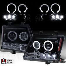 Fit 2005-2012 Xterra Black Smoke LED Halo Projector Headlights Head Lamps picture