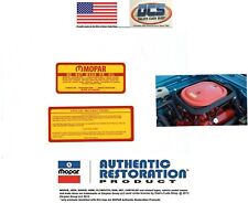 1969 A12 440 Six Pack RR Super Bee Special Instructions Air Cleaner Decal Set picture