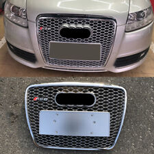 RS6 Style Sliver ring Honeycomb Front bumper Grille For Audi A6 C6 2005-2011 picture