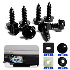 8 PCS Black License Plate Screws Stainless Steel Bolts Caps Car Fasteners Kit picture