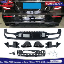 For 16-2020 Mercedes W213 AMG E63 Style Rear Diffuser + Exhaust Tips Gloss Black picture