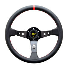OMP 350 mm 3 Spoke Corsica Liscio Black/Red Steering Wheel - 95 mm Dish picture
