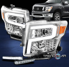 For 2016-2019 Titan XD LED Tube Projector Chrome Headlights Headlamps w/DRL Kit picture