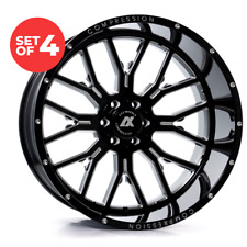 (Set of 4) Axe AX6.0 Wheels 24x12 6x135-6x139.7 -44 mm Black Rims 24'' Inch picture