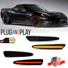 For 2005-13 Chevy Corvette C6 Smoked Front Rear Amber Red LED Side Marker Lights picture