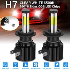2x 360° 6-Sides H7 LED Headlight Bulb Kit High Low Beam Super Bright 6500K White picture