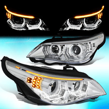 FOR 2004-2007 BMW E60 525I 530I LED SIGNAL 3D HALO DRL PROJECTOR HEADLIGHT LAMPS picture