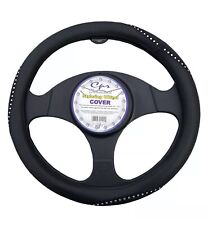 Black Bling Crystal Rhinestone Car Steering Wheel Cover Universal 14.5