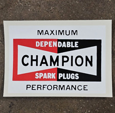 Original 1960's water Decal CHAMPION SPARK PLUGS Hot Rod Factory Drag Racing vtg picture