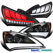 Fits 2010-2012 Genesis Black LED Sequential Signal Projector Headlights+LED Tail picture