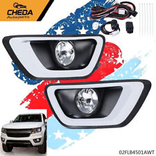 FIT FOR 2015-2020 CHEVY COLORADO LENS FRONT FOG LIGHT W/CHROME TRIM BEZEL+SWITCH picture
