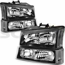 For 2003-2006 Chevrolet Silverado Black Housing Headlights Assembly Pair Lamps picture