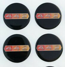 OLDSMOBILE 442 Center Wheel Emblem 2” Round Vinyl 4pcs Cutlass 442 Wheel Emblems picture