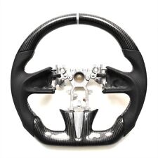 REAL CARBON FIBER Steering Wheel FOR INFINITI q50  WHITE ACCENT W/STRIPE picture