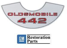 Chrome Air Cleaner Oldsmobile 442 decal new GM REPRODCUTION LICENSED picture