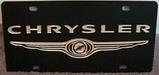 Chrysler gold wing logo black stainless steel vanity license plate tag picture