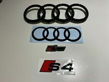 Audi S4 Rings Front Rear Emblems Glossy Black Genuine New picture