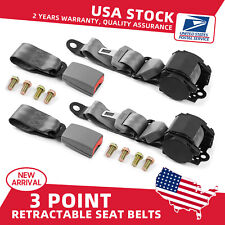 2 Universal 3 Point Retractable Gray Seat Belts for Dodge Viper 1998-2015 picture