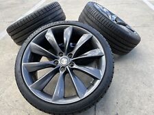21” Tesla Model S Turbine Sonic Carbon Grey Wheels Rims TPMS Tires OEM picture