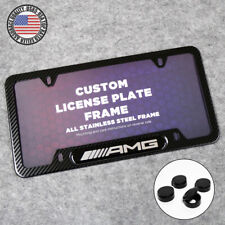 For Mercedes-Benz AMG Sport Carbon Fiber Texture License Plate Frame Cover Gift picture