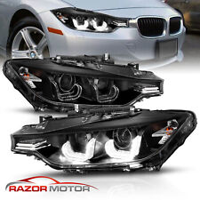 2012-2015 BMW 3-Series F30 HID 4Dr U-Halo Black LED Projector DRL Headlight Pair picture