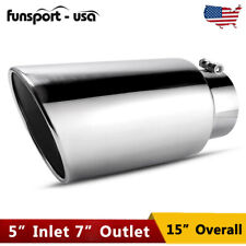 Exhaust Tip for 5 inch Inlet 7 inch Outlet 15 Long Rolled-Edge Stainless Steel picture