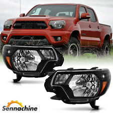 For 2012-2015 Toyota Tacoma Pickup Black Headlights Clear Corner Headlamps Pair picture