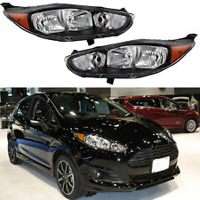 For 2014-2019 Ford Fiesta SE ST S Black Headlights Headlamps Pair W/Bulb Halogen picture
