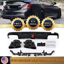 Rear Bumper Diffuser Lip Set W/ Exhaust Tip For 2015~2018 Benz W205 C63 AMG C43 picture