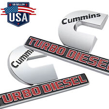 2x 3D Raised Cummins Turbo Diesel Badge for Ram 2500 3500 Fender Emblem Chrome picture