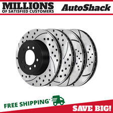 Front & Rear Drilled Slotted Brake Rotors Black Set of 4 for Cadillac CTS STS V6 picture