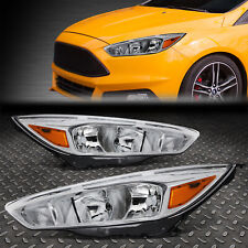 FOR 15-18 FORD FOCUS OE STYLE CHROME HOUSING AMBER CORNER HEADLIGHT HEAD LAMPS picture